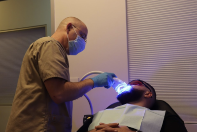 Man Getting his Teeth Whitened